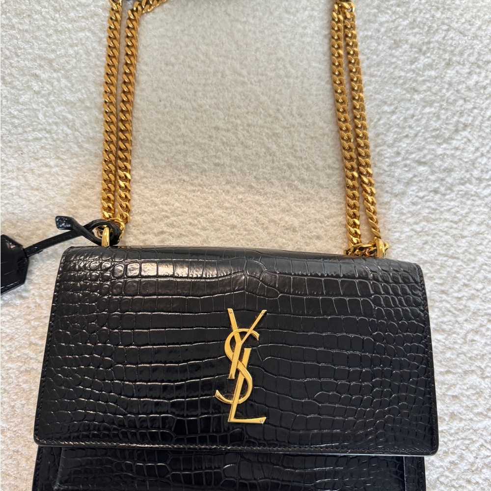 SUNSET MEDIUM IN CROCODILE-EMBOSSED LEATHER - Picture 6 of 11